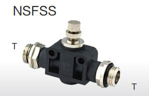 คุณภาพ  Plastic Body Pneumatic Tube Fittings NSFSS Knob Throttle Valve Two Thread Sides Straight โรงงาน